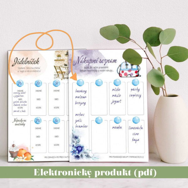 Jídelníček a nákupní seznam A4|A5 (pdf k tisku)
