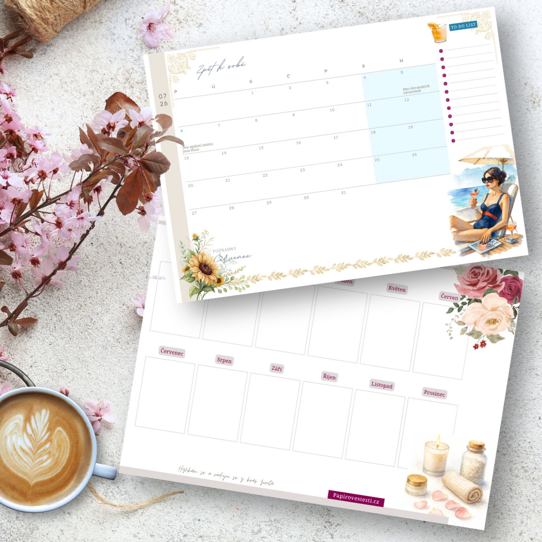 Ilustrovaný měsíční plánovač a kalendář Zpět k sobě 2026 - Obrázek 5