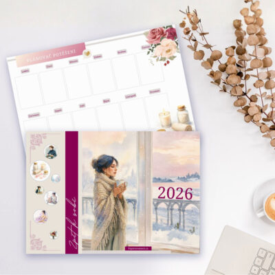 Ilustrovaný měsíční plánovač a kalendář Zpět k sobě 2026